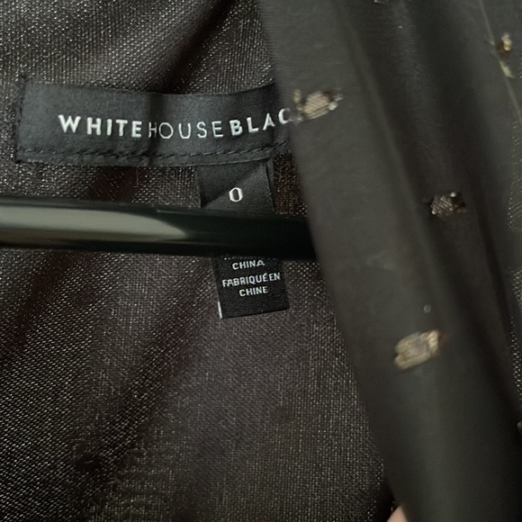 White House Black Market asymmetrical dress with gold colored flowers, size 0. - Picture 3 of 5